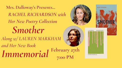 Rachel Richardson and Lauren Markham In Store Reading And Book Signing | Mrs Dalloway's