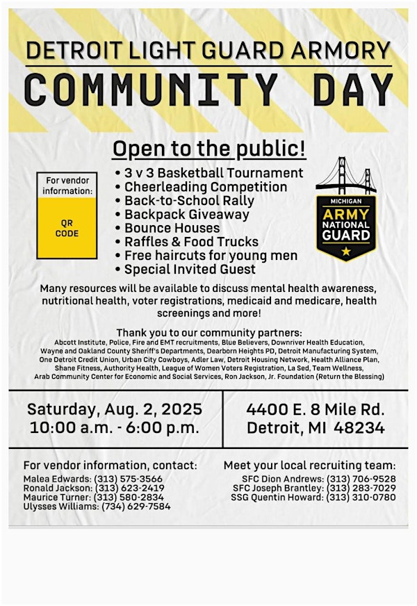 DETROIT LIGHT GUARD ARMORY COMMUNITY DAY VENDOR REGISTRATION | 4400 8 Mile Rd