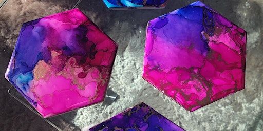 Alcohol Ink and Resin Coasters (4) | Paint ur Art Out gallery