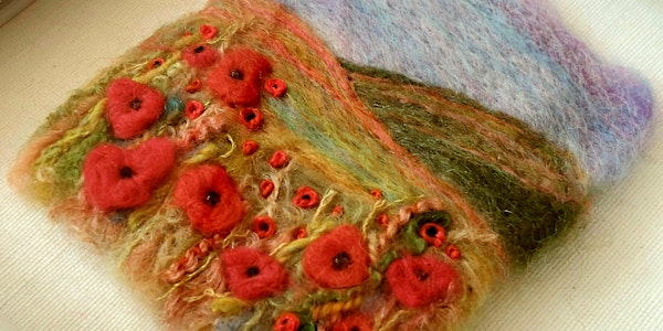 Felted Poppy Landscape - needle felted and embroidered picture | Bayston Hill Memorial Hall