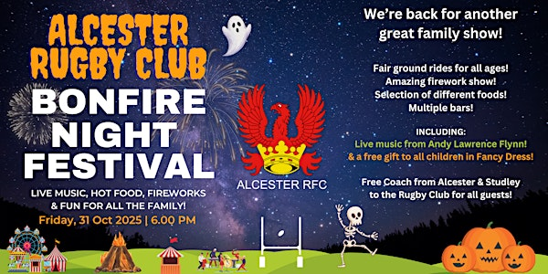 Alcester Rugby Club Bonfire & Firework Festival 2025 Halloween Special ...