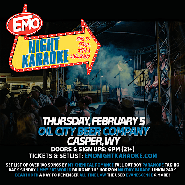 Emo Night Karaoke at Oil City Beer Company with you on lead vocals! | Oil City Beer Company