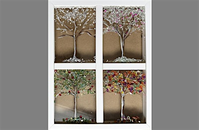 4 Seasons Trees Crushed Glass & Paint on Frame Paint Art Sip Class | Nauti Vine Winery