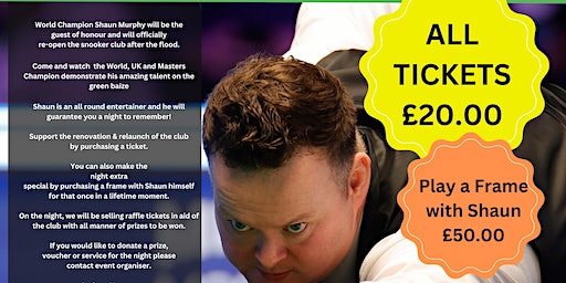 Stratford Snooker Exhibition - Shaun Murphy Re-opening fundraiser | Stratford Sports Club Ltd