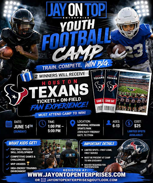 YOUTH FOOTBALL CAMP | Memorial Hermann Sports Park – Katy