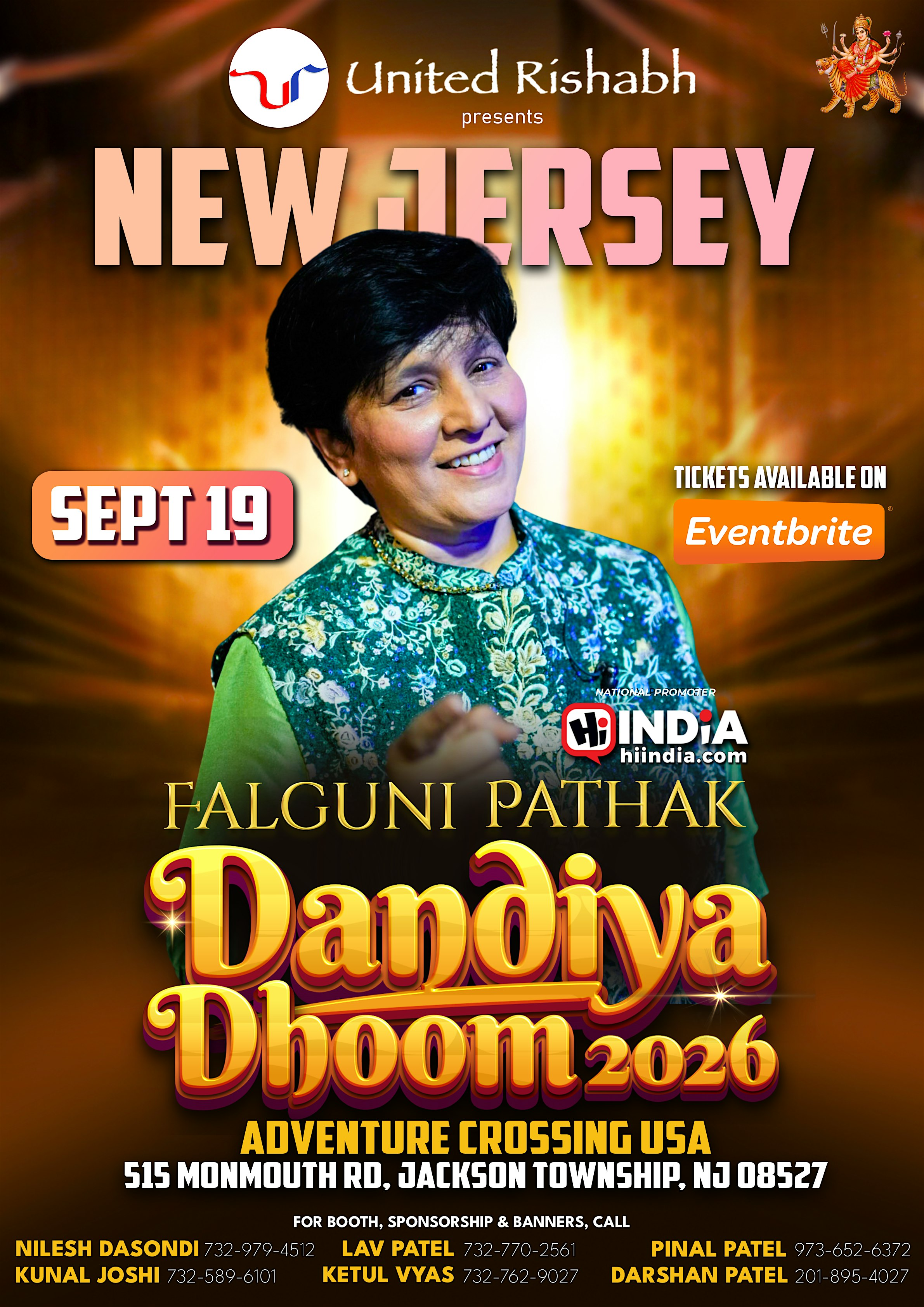 Falguni Pathak Dandia Dhoom 2026 | Sept 19, Saturday | Adventure Crossing USA