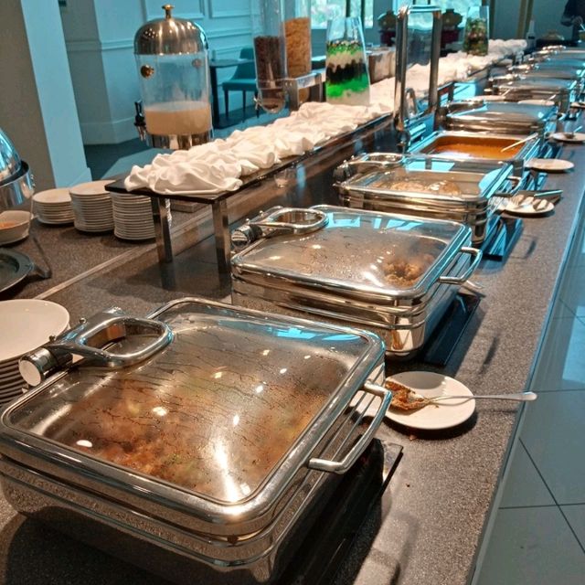 breakfast with perak river view..