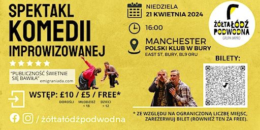 Spektakl Komedii Improwizowanej "Żółta Łódź Podwodna" - Polski Klub w Bury | Polish Social Centre