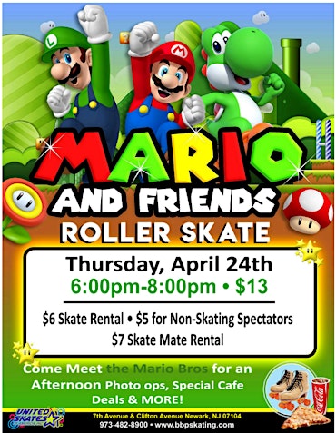 Mario Bros Skate | Branch Brook Park Roller Skating Center