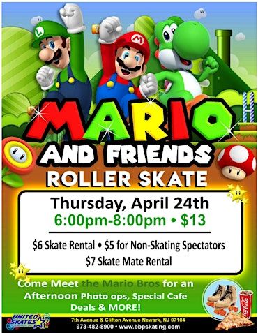 Mario Bros Skate | Branch Brook Park Roller Skating Center