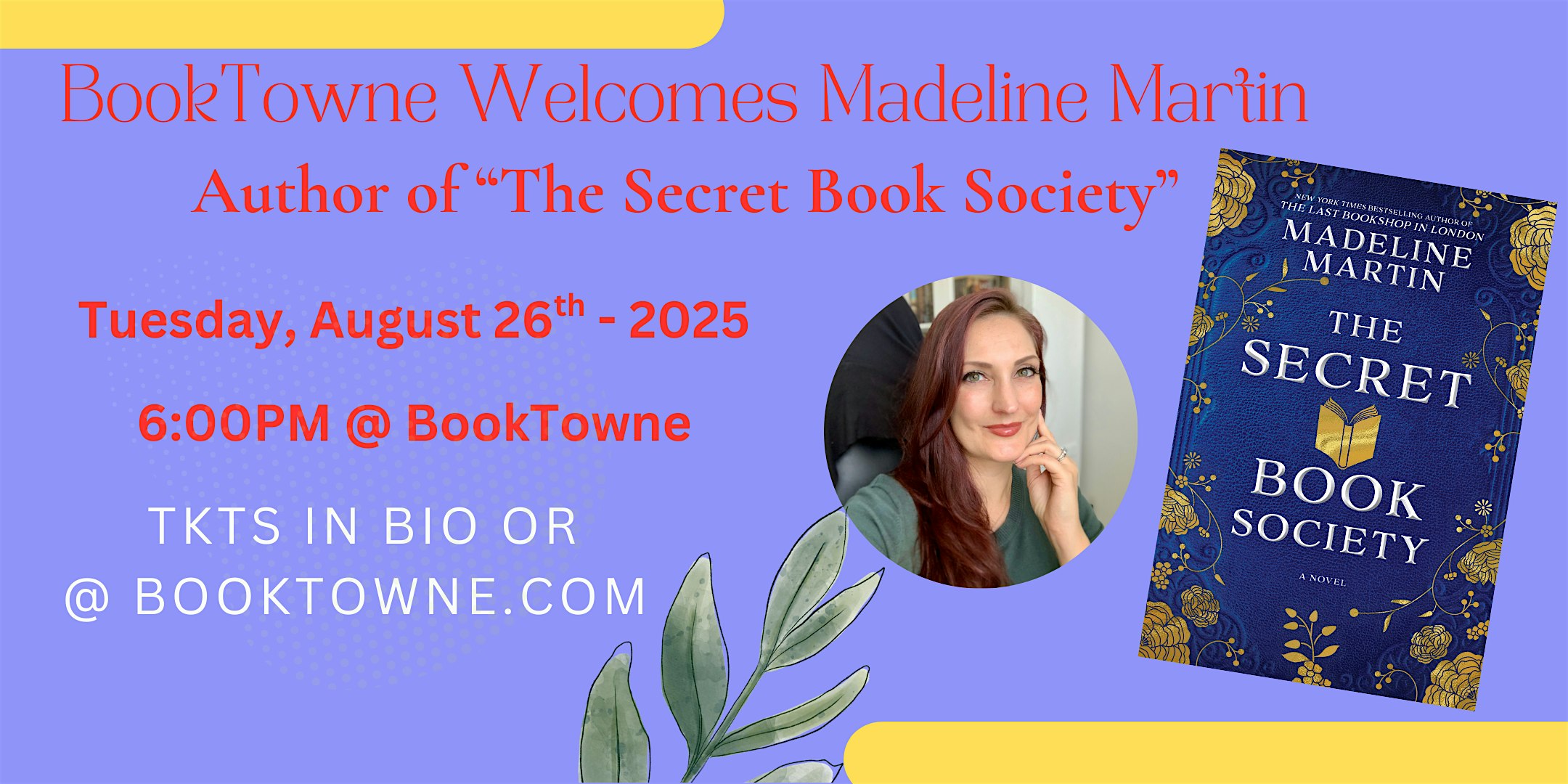BookTowne Welcomes Madeline Martin,Author of The Secret Book Society | BookTowne