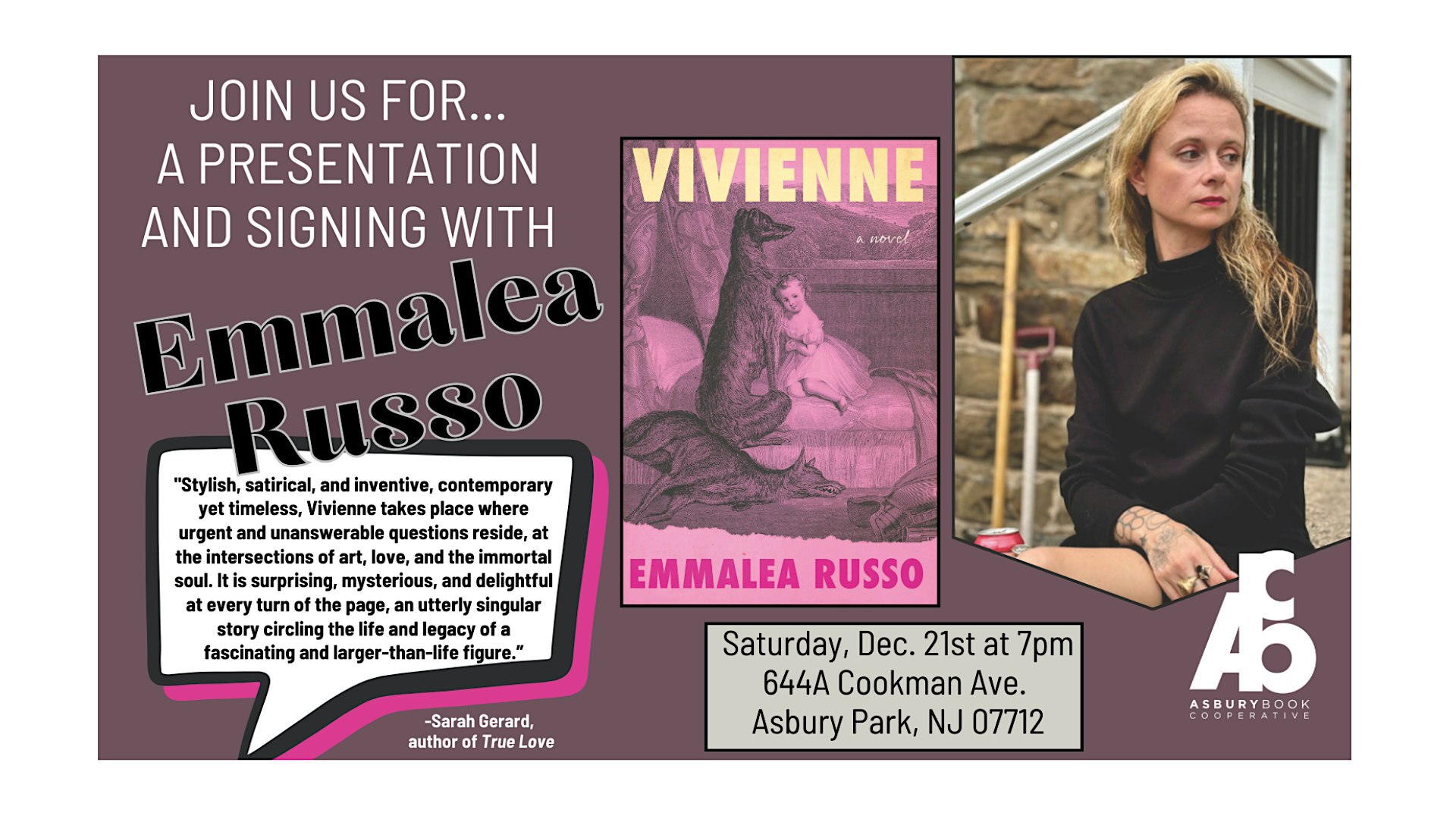 Presentation and Signing: Vivienne by Emmalea Russo | Asbury Book Cooperative