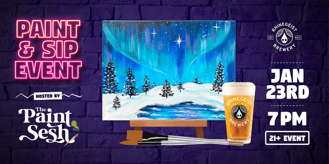 Paint & Sip Painting Event in Cincinnati, OH – “Aurora Borealis” at Rhinege | Rhinegeist Brewery