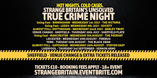 Sheffield - Strange Britain’s Unsolved - True Crime Night | Sheffield Plate