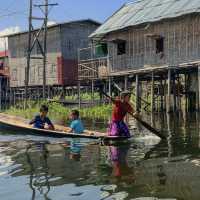 Inle lake and a floating village 