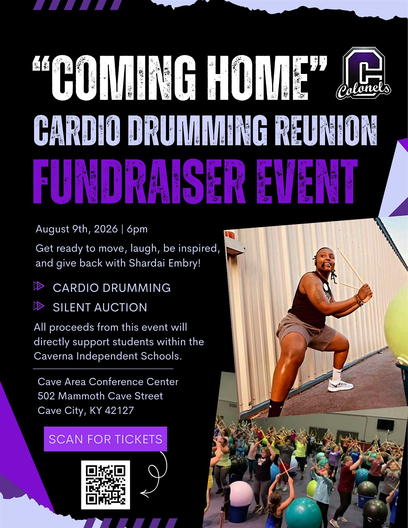 "Coming Home" Cardio Drumming Reunion Fundraiser Event | Cave Area Conference Center