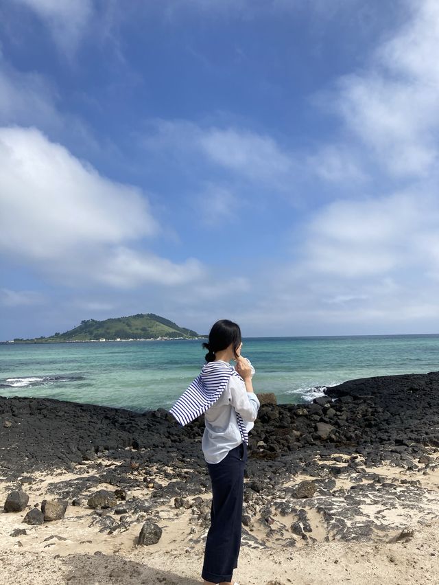 제주 서쪽 푸른바다가 예술인,협재 해수욕장