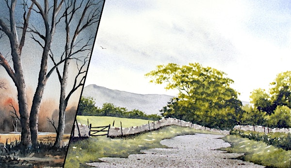 Trees in a Watercolour Landscape: Stephen Coates | Calder Art