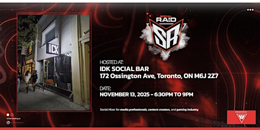 Social Raid - Social Mixer Event for Gamers, Content Creators, Media Pros | IDK Social Bar and Cafe