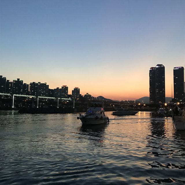 요트에서 일몰보기 로망 실현 "수영만 요트경기장"