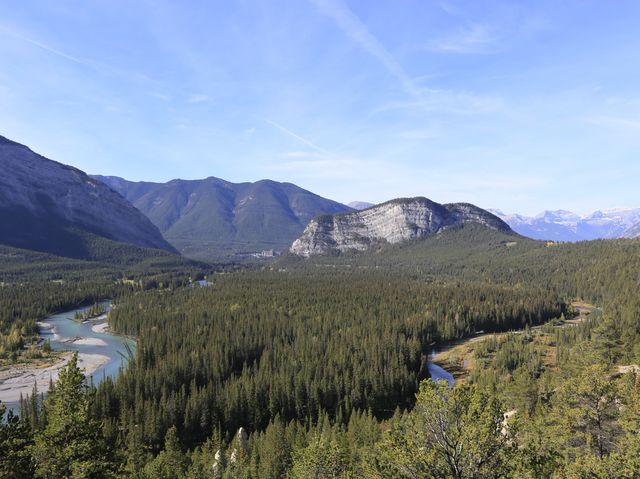 洛磯山脈加拿大班夫弓河風光