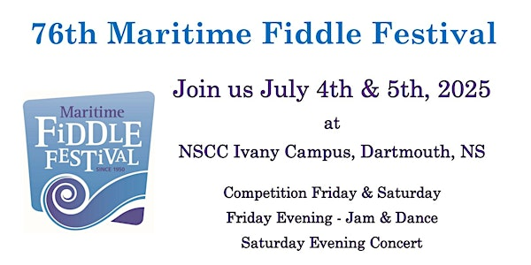 76th Maritime Fiddle Festival Ticket Sales | NSCC - Ivany Campus