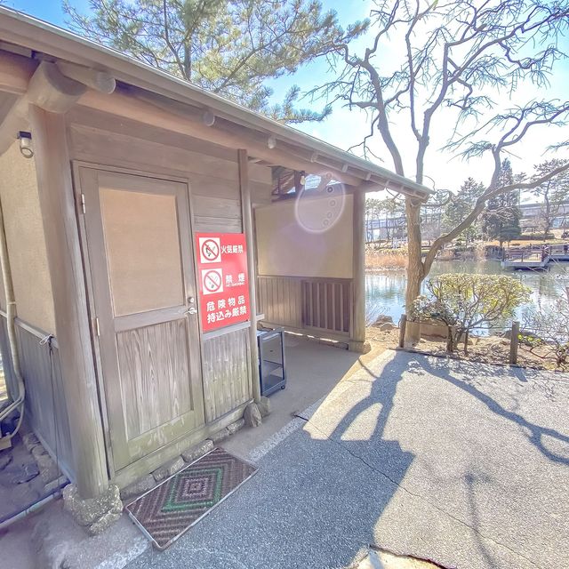 三溪園南門と梅の花