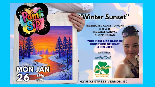Winter Sunset on a Canvas Bag @ Kelly O'Bryans in Vernon | Kelly O'Bryan's Restaurant - Vernon