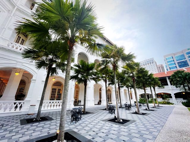 Lush palm trees and manicured gardens