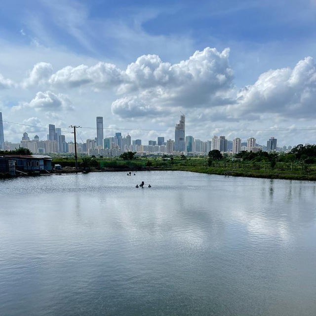沿梧桐河行走，一路飽覽深圳和香港的城鄉美景
