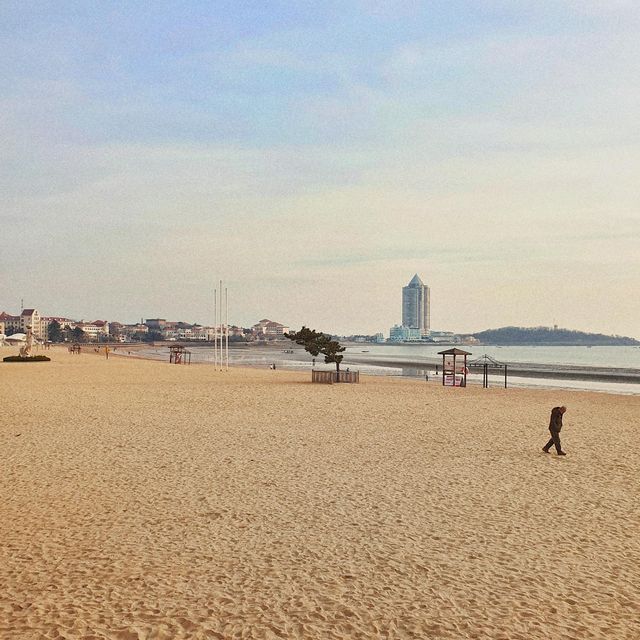 중국 칭다오 석양이 아름다운 제 1해수욕장🏝