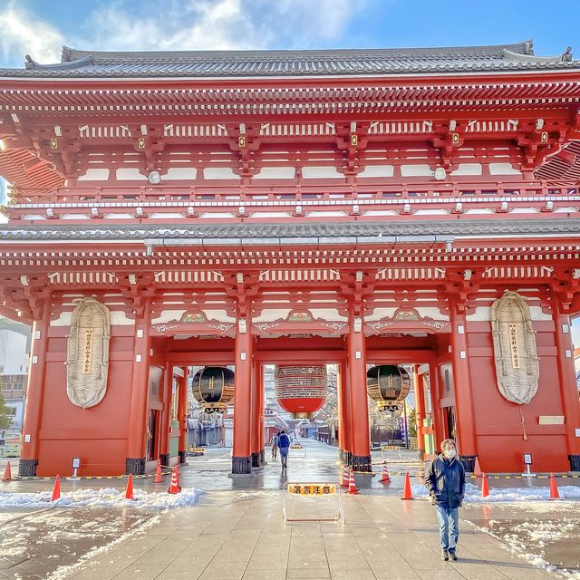 雪の翌朝の宝蔵門