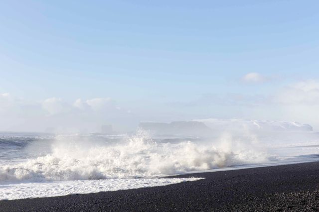Iceland's black sand beach like an alien planet.