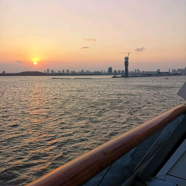 Sunset at shanghai Wusongkou Port
