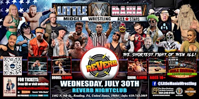 Reading, PA- Little Mania Midget Wrestling @ Reverb Nightclub | 1402 N 9th St