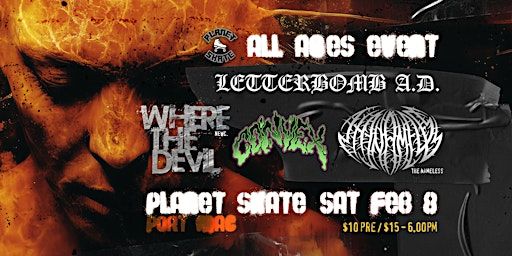 LETTERBOMB A.D RETURNS! w/ Where The Devil, Convex & The Nameless. ALL AGES | Planet Skate Port Macquarie