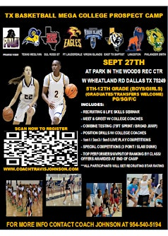 TX BASKETBALL BOYS / GIRLS MEGA COLLEGE PROSPECT CAMP SEPT 27TH | PARK IN THE WOODS RECREATION CENTER