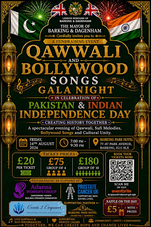 The Mayor's Fundraising Event – Qawwali & Bollywood Gala Night | Barking Park Hotel
