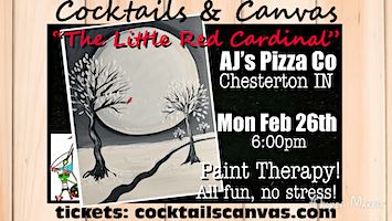 "The Little Red Cardinal" Cocktails and Canvas Painting Art Event | AJ's Pizza Co