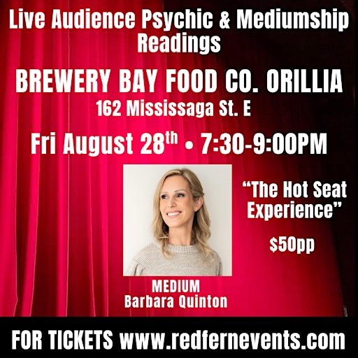 Live Audience Psychic & Mediumship Readings, ORILLIA | 162 Mississaga St E