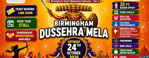 Vijayadashmi Utsav - Birmingham Dussehra Mela 2026 | Sutton Coldfield Recreational Trust