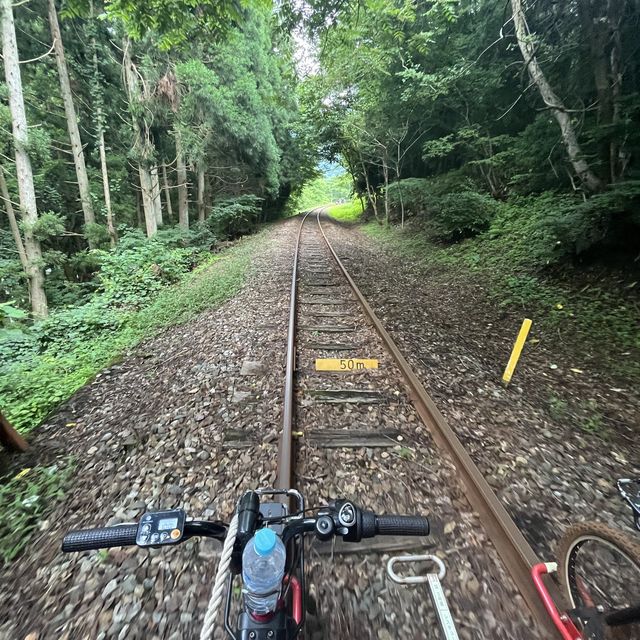 廃線の上を自転車で漕ぎまくる！ガッタンゴー！
