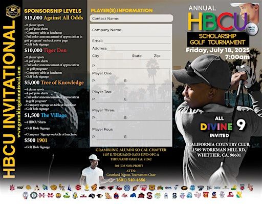ANNUAL HBCU SCHOLARSHIP GOLF TOURNAMENT | California Country Club