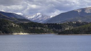 Beautiful overlook the mountains and lake 