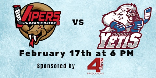HUDSON VALLEY VIPERS vs CONWAY YETIS | McCann Ice Arena, Civic Center Plaza, Poughkeepsie, NY, USA