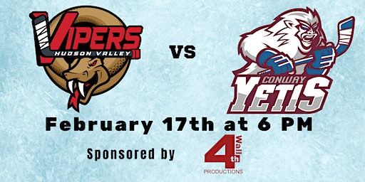 HUDSON VALLEY VIPERS vs CONWAY YETIS | McCann Ice Arena, Civic Center Plaza, Poughkeepsie, NY, USA
