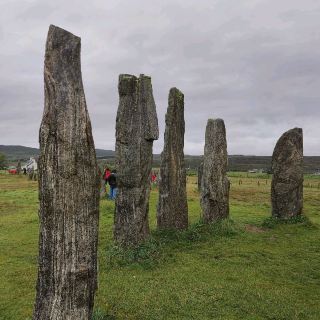 The Calanais standing stones are one of the most magnificent and best preserved Neolithic monuments that were erected 5000 years ago. It was 27 kilometers 26 minutes drive from Stornoway harbour or bus W2 plus 10 minutes walk. The stones are free to go in and open 24 hours. Beside the stones is the visitor centre is home to an exhibition, cafe and gift shop. The cafe is a perfect place to relax with a stunning view of Loch Roag. For the stones mystery surrounds its exact purpose, although much of the evidence indicates that these stones will be the sites of both astronomical observation and rituals activities.