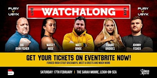 Fury vs. Usyk LIVE with Big John, Johnny Fisher & Ebanie Bridges | Sarah Moore, Elm Road, Leigh-on-Sea, Southend-on-Sea, Leigh-on-Sea, UK