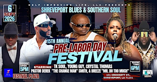 15th Annual Shreveport Blues & Southern Soul Pre-Labor Day Fest | Festival Plaza