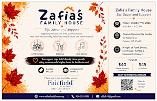 Zafia's Family House-Autumn Fund Raiser | Folsom Community Center
